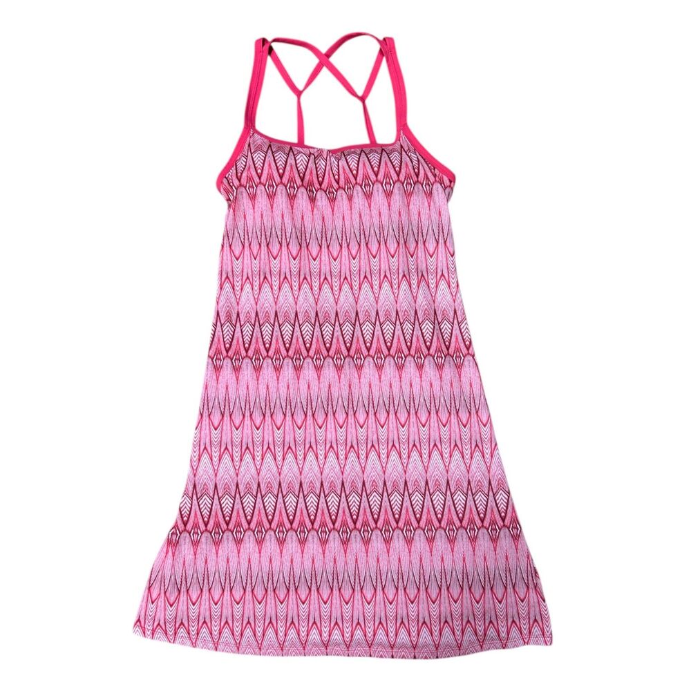 PrAna, Cora Azalea Feather Dress, Athleisure Summer, Pink & White, Medium, Used